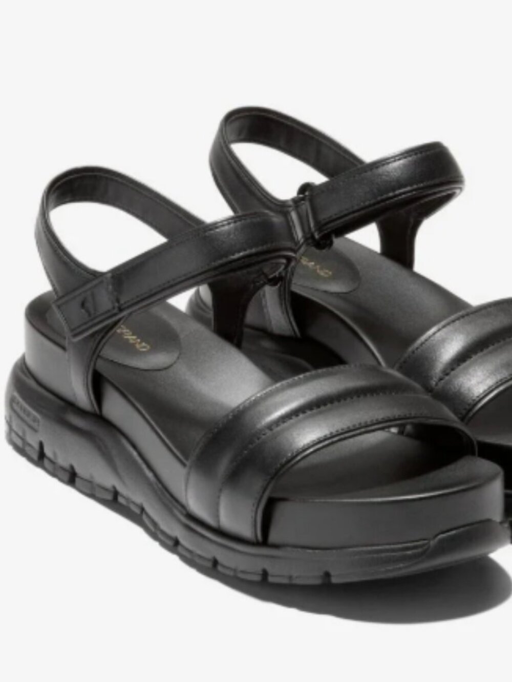Cole Haan Zerogrand Leather Black Ankle Strap Sandals Women's US 9.5